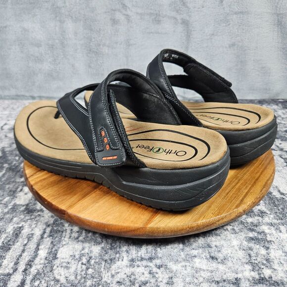 Orthofeet El Dorado Sandals Adjustable Hook Loop Flip Flop Men\'s Size 13 Wide main image 4